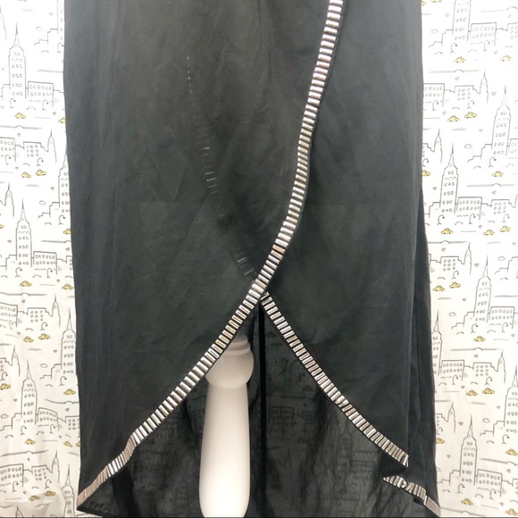 BEBE Embellished High Low Black Cutout Dress - Picture 3 of 7